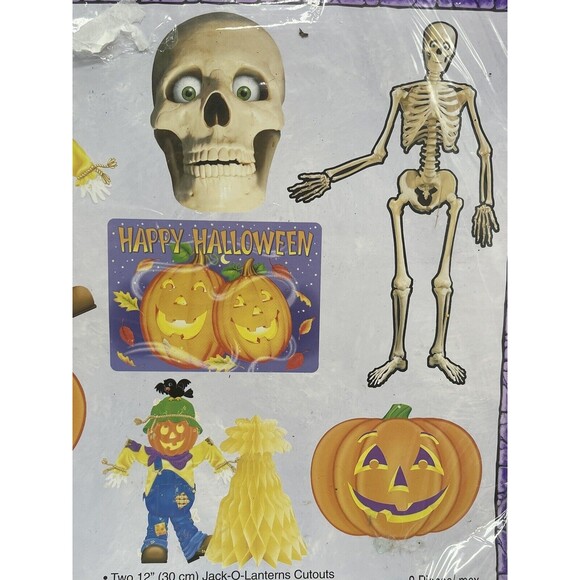Vintage Amscam 8 Eight Halloween DieCut Ephemera Paper Fall Decor Witch Skeleton - Picture 4 of 12